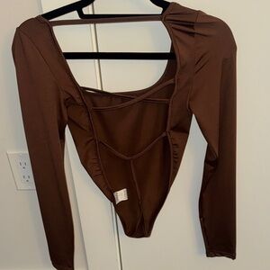 NEW Women's Brown Long-Sleeve Bodysuit